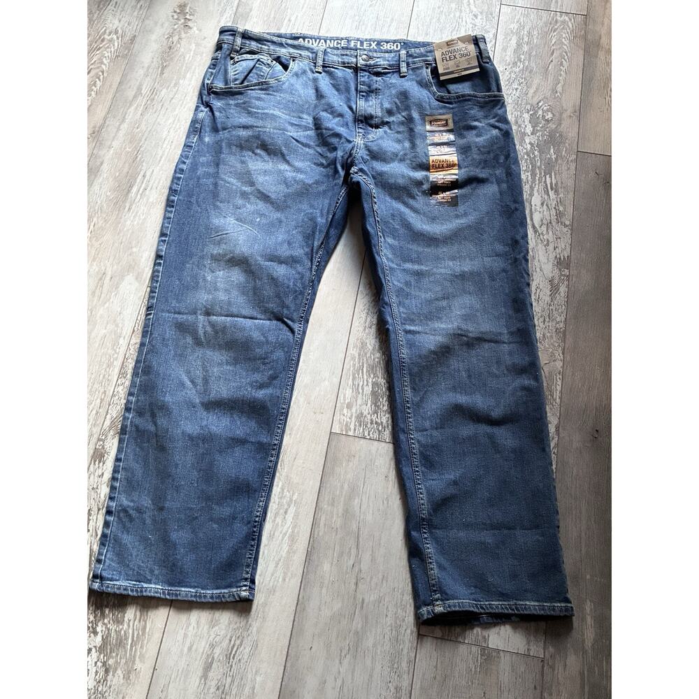 The‎ Foundry Supply Co. flex dark blue denim jeans straight leg men size 46x32
